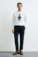Mıles Erkek Sweatshirt Kırık Beyaz