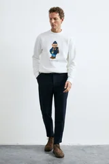 Mıles Erkek Sweatshirt Kırık Beyaz