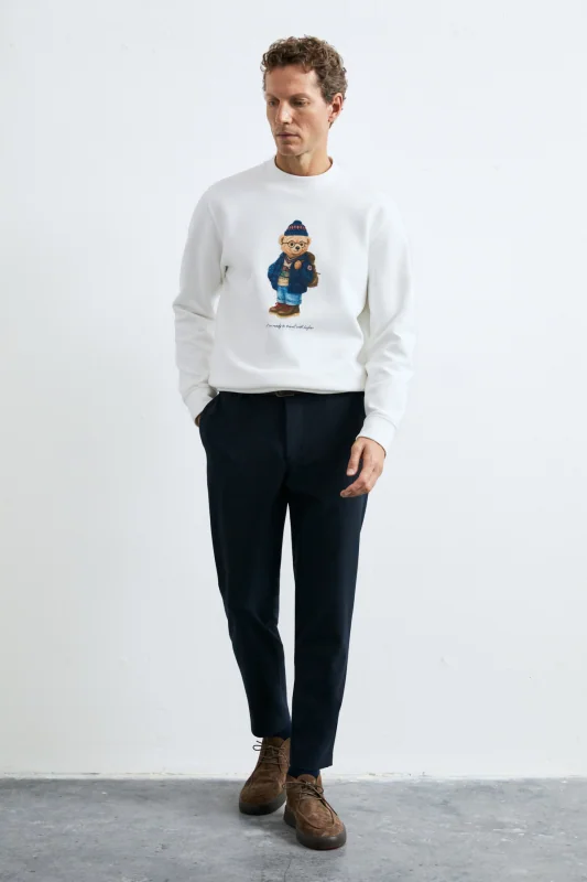 Mıles Erkek Sweatshirt Kırık Beyaz