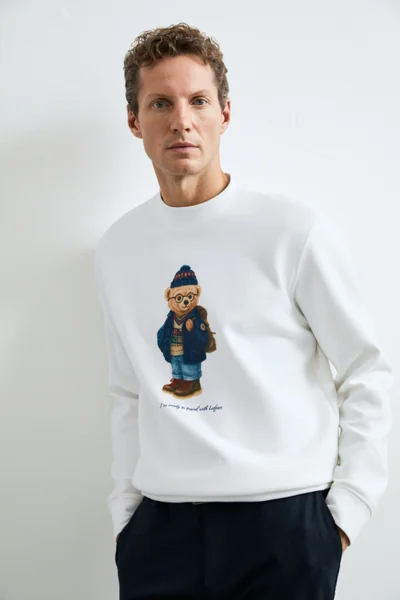 Mıles Erkek Sweatshirt Kırık Beyaz
