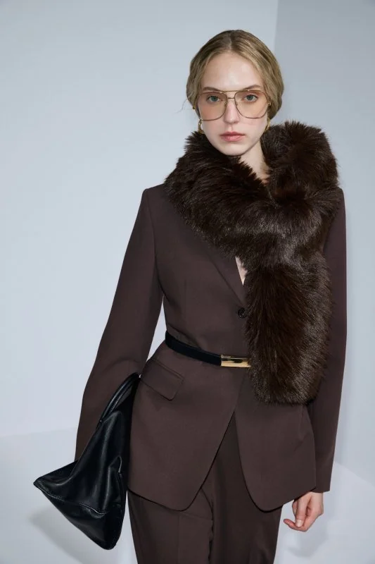 Women's Jacket Regular Fıt Dark Brown