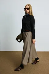 Laura Wool Blend Polo Collar Knit Sweater Black