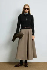 Laura Wool Blend Polo Collar Knit Sweater Black