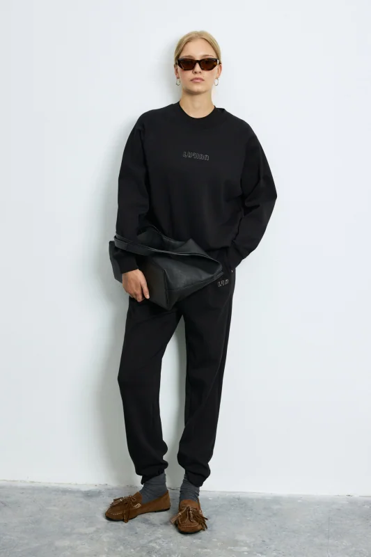 Woman Knitting Sweatsh Black