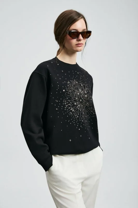 Star Women's Knitted Sweatshirt Black