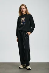 Dıamond Women's Knitted Sweatshirt Black