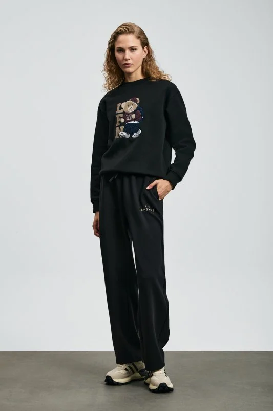 Dıamond Women's Knitted Sweatshirt Black