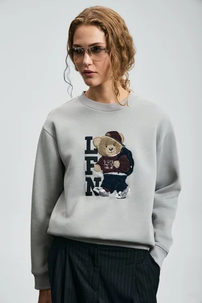 Dıamond Women's Knitted Sweatshirt Light Grey