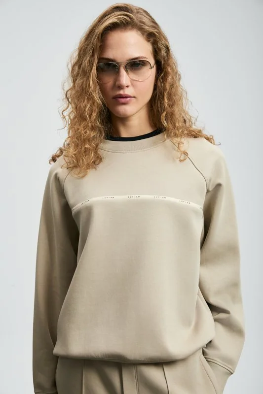 Angelına Women's Knitted Sweatshirt Beige