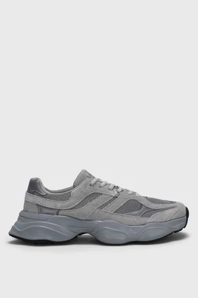 Mark Erkek Deri Sneaker Ayakkabı Gri