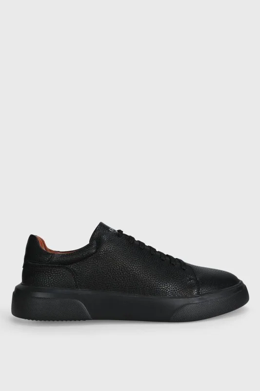 Tommy Erkek Deri Sneaker Ayakkabı Siyah