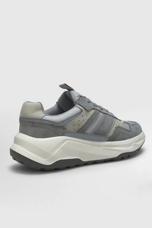 Eduard Erkek Deri Sneaker Ayakkabı Gri