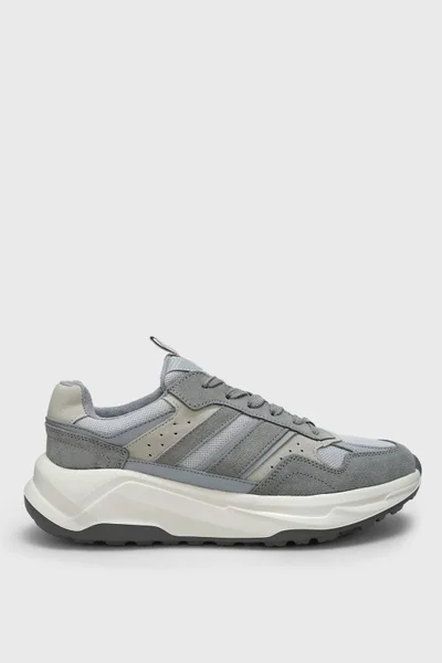 Eduard Erkek Deri Sneaker Ayakkabı Gri