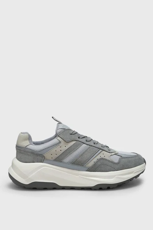 Eduard Erkek Deri Sneaker Ayakkabı Gri