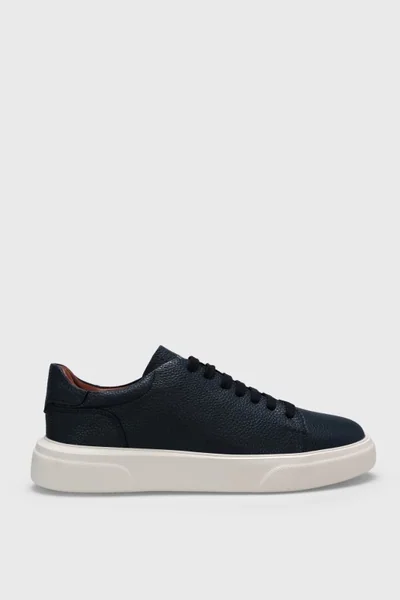Tommy Erkek Deri Sneaker Ayakkabı Lacivert