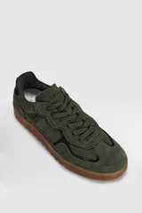 Alex Erkek Deri Sneaker Ayakkabı Haki