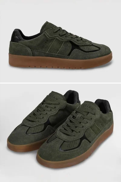Alex Erkek Deri Sneaker Ayakkabı Haki