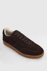 Pele Erkek Deri Sneaker Ayakkabı Kahverengi