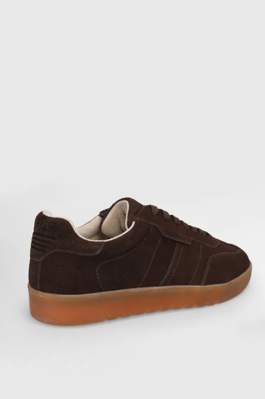 Pele Erkek Deri Sneaker Ayakkabı Kahverengi