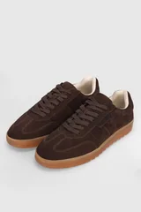 Pele Erkek Deri Sneaker Ayakkabı Kahverengi