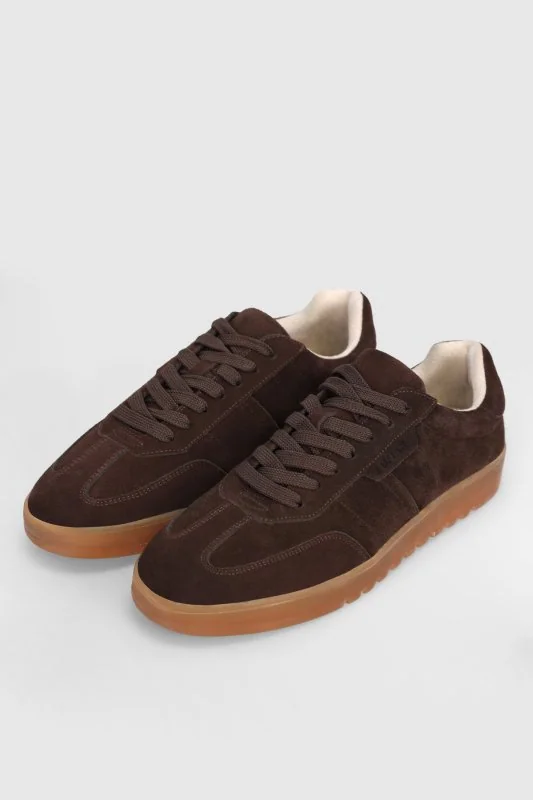 Pele Erkek Deri Sneaker Ayakkabı Kahverengi
