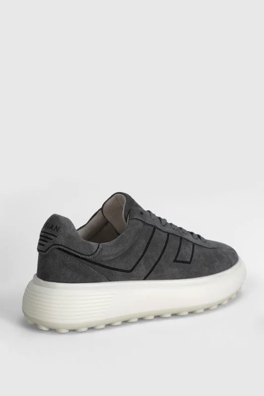 Frank Erkek Deri Sneaker Ayakkabı Koyu Gri