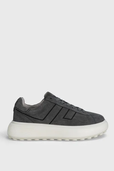Frank Erkek Deri Sneaker Ayakkabı Koyu Gri