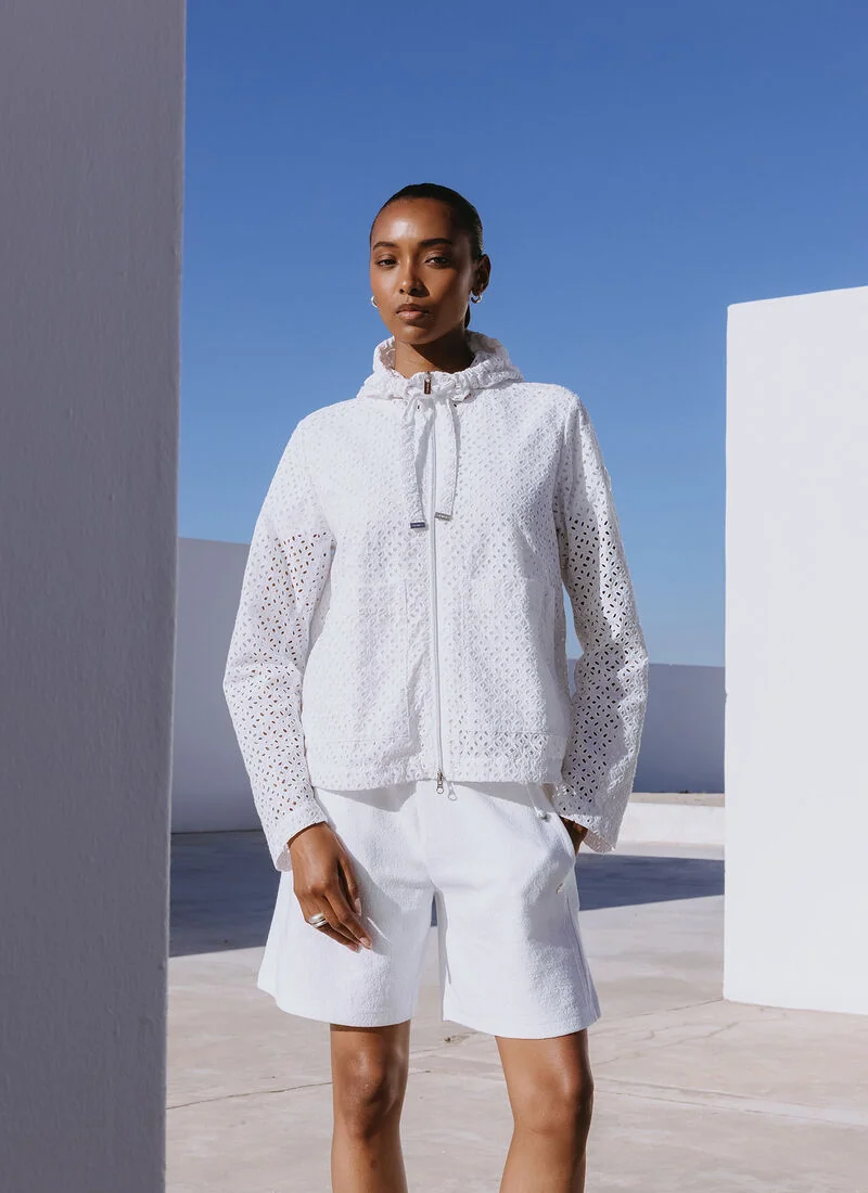Elegant White Windbreaker Jacket For Women