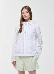 Elegant White Windbreaker Jacket For Women