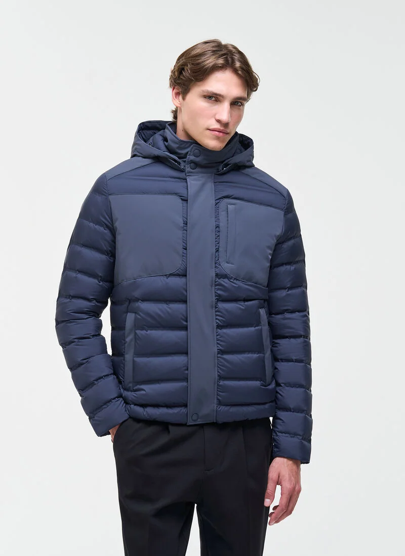 Colmar Blue Down Jacket With Detachable Hood