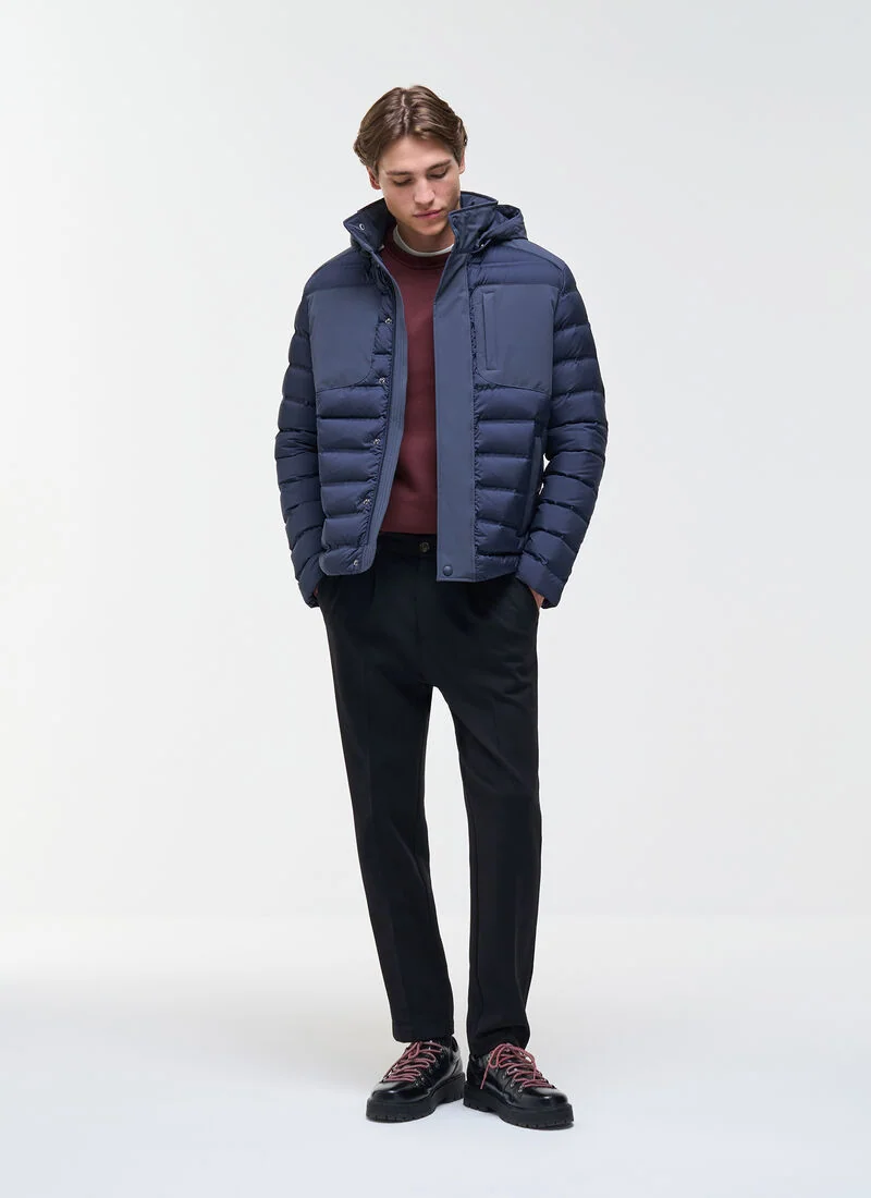 Colmar Blue Down Jacket With Detachable Hood