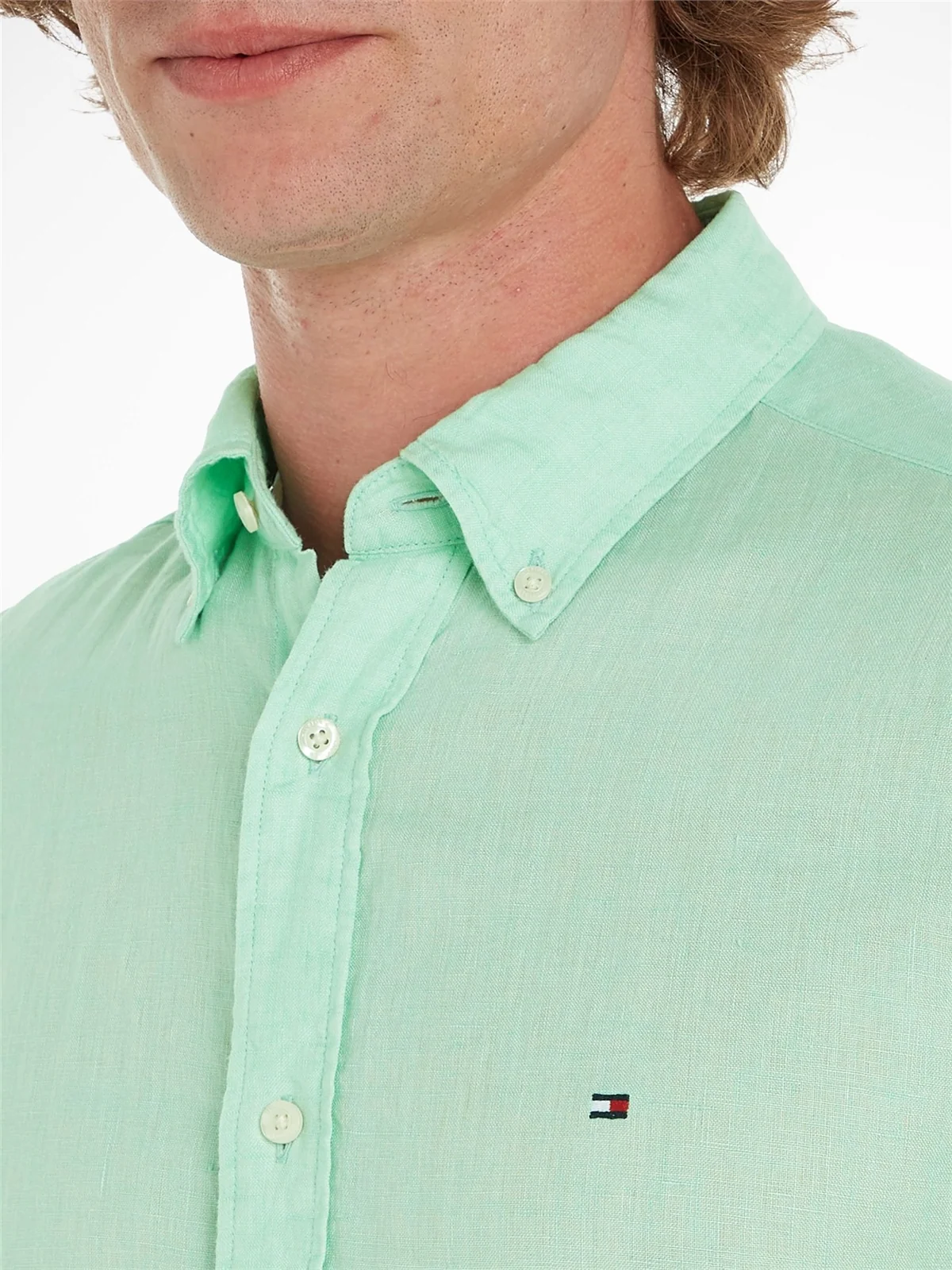 Tommy Hilfiger Pigment Dyed Linen Shirt - Green - 2XL