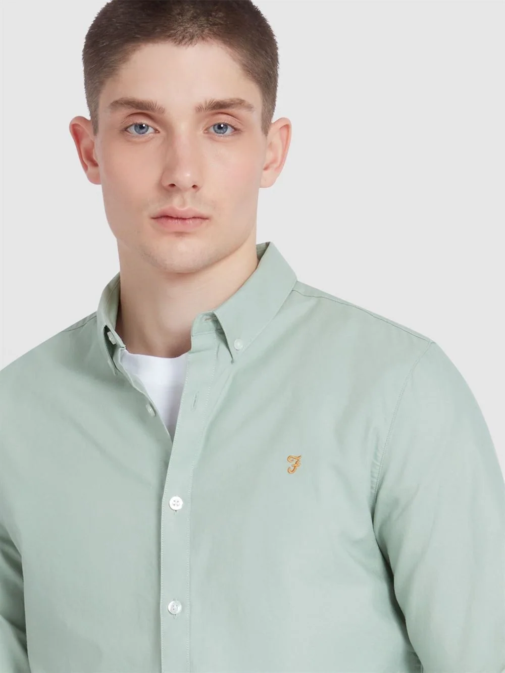 Farah Brewer Slim Fit Organic Cotton Oxford Shirt - Grove Green - XL