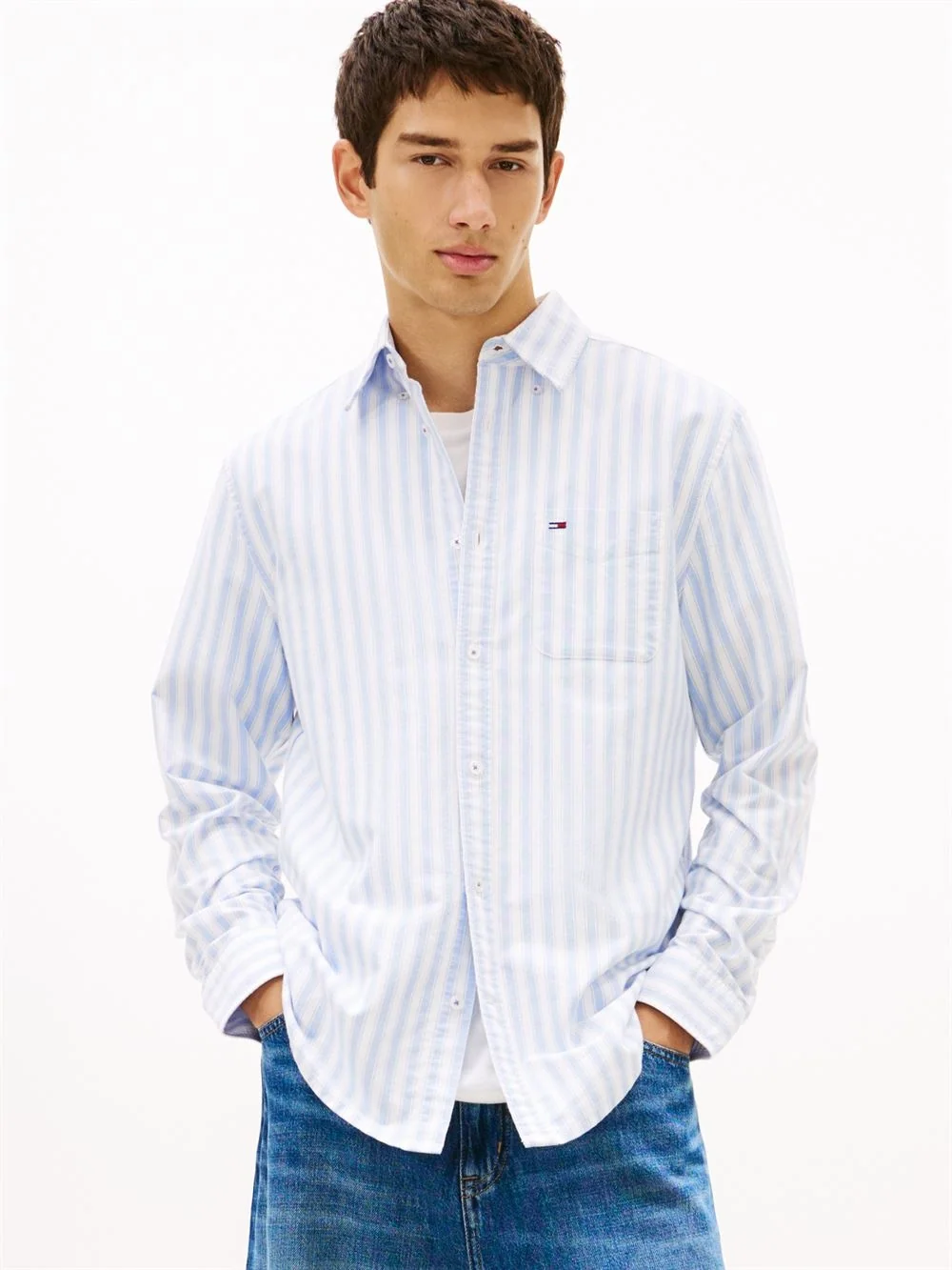 Tommy Jeans Regular Fit Stripe Oxford Shirt - Blue - XL