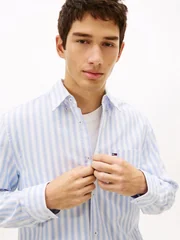 Tommy Jeans Regular Fit Stripe Oxford Shirt - Blue - XL