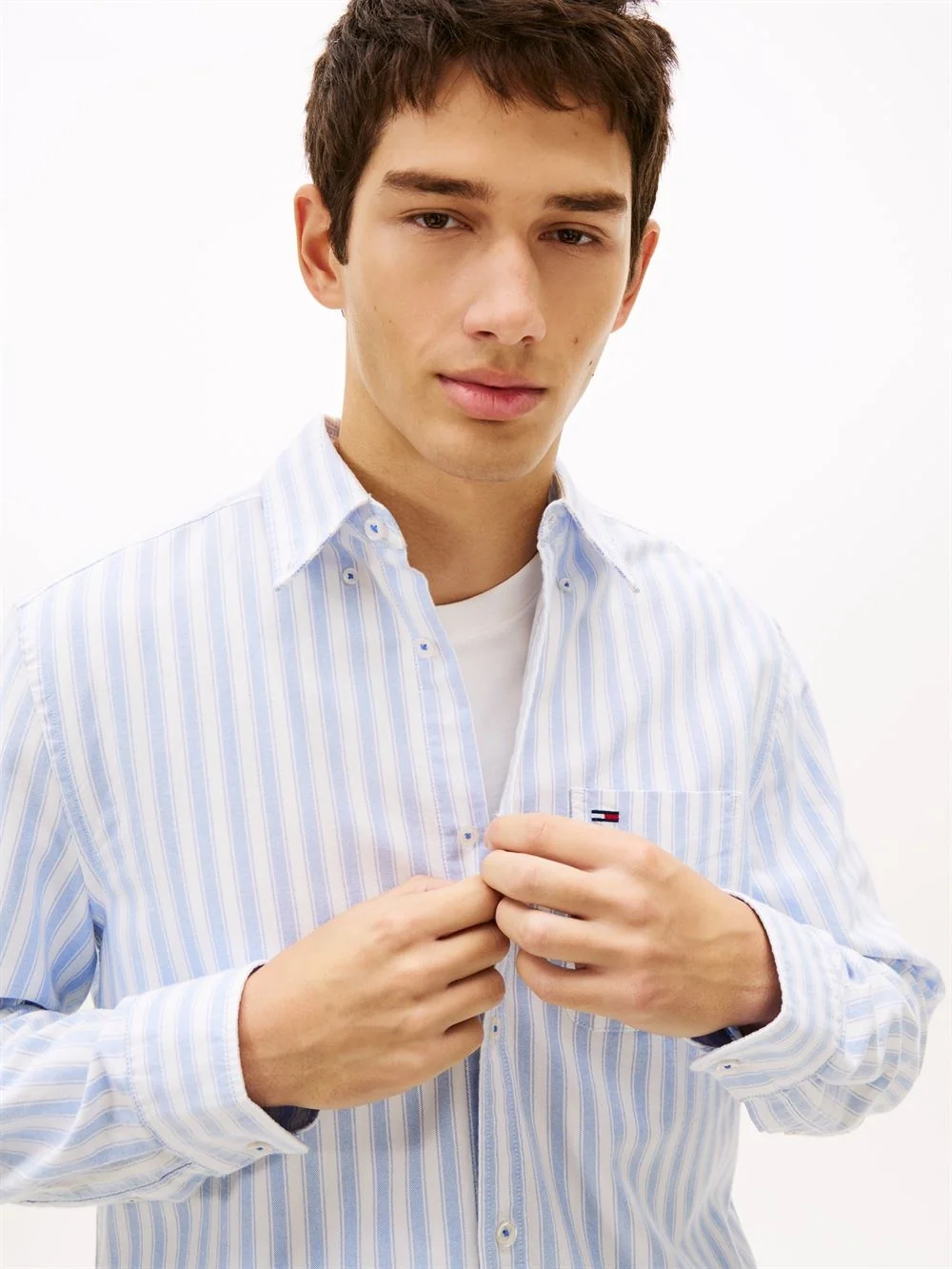 Tommy Jeans Regular Fit Stripe Oxford Shirt - Blue - XL