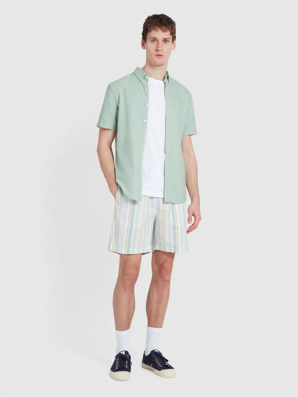Farah Brewer Short Sleeve Oxford Shirt - Grove Green - L
