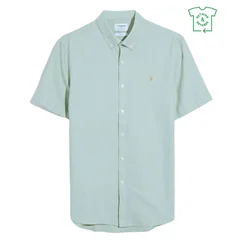 Farah Brewer Short Sleeve Oxford Shirt - Grove Green - L
