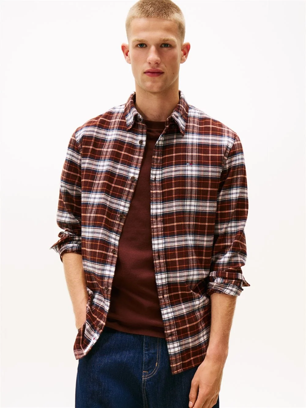 Tommy Jeans Regular Fit Check Flannel Shirt - Brown - S