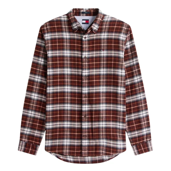 Tommy Jeans Regular Fit Check Flannel Shirt - Brown - S