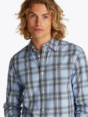 Tommy Jeans Regular Fit Poplin Check Shirt - Blue - M