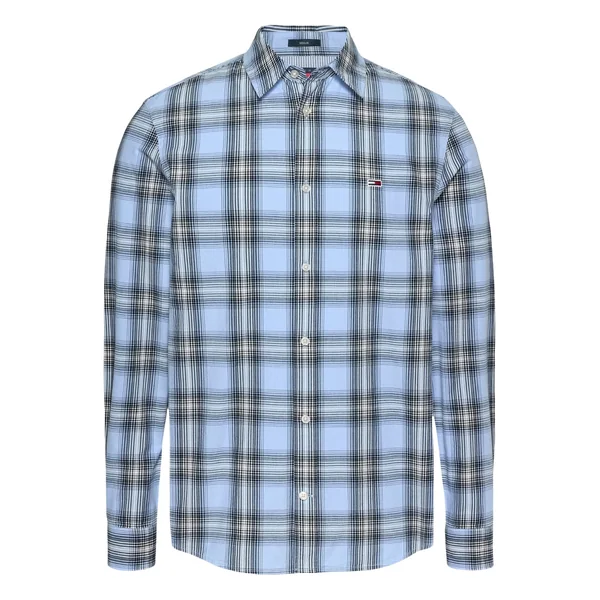 Tommy Jeans Regular Fit Poplin Check Shirt - Blue - M