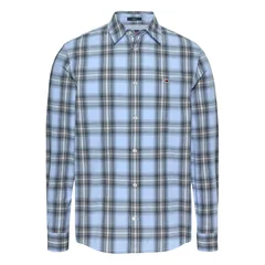 Tommy Jeans Regular Fit Poplin Check Shirt - Blue - M