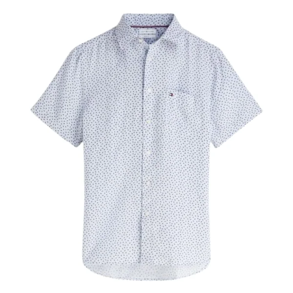 Tommy Hilfiger Linen Sailing Print Short Sleeve Shirt - Blue - S