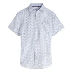 Tommy Hilfiger Linen Sailing Print Short Sleeve Shirt - Blue - S