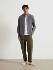 Farah Brewer Organic Cotton Oxford Shirt - Grey - S