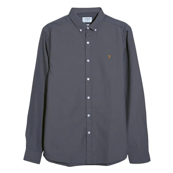 Farah Brewer Organic Cotton Oxford Shirt - Grey - S