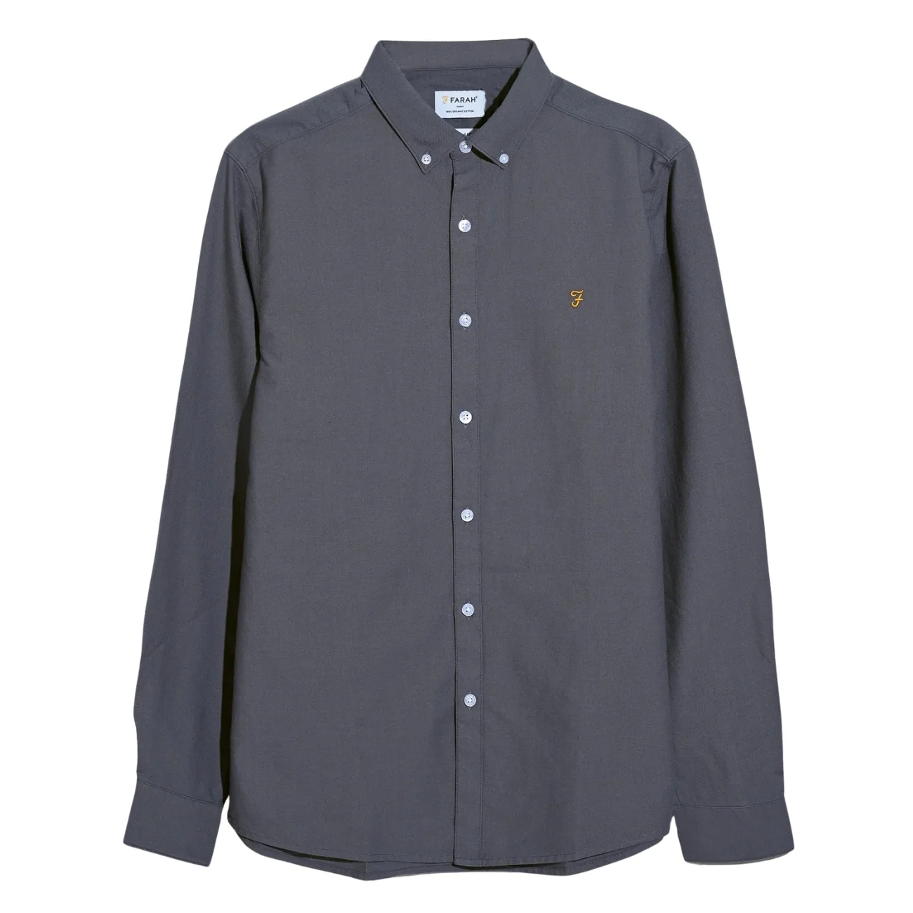 Farah Brewer Organic Cotton Oxford Shirt - Grey - S