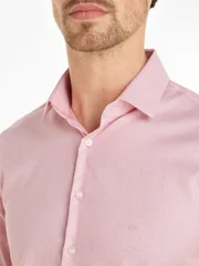 Calvin Klein Stretch Collar Tonal Shirt Tzs - Pink - 44