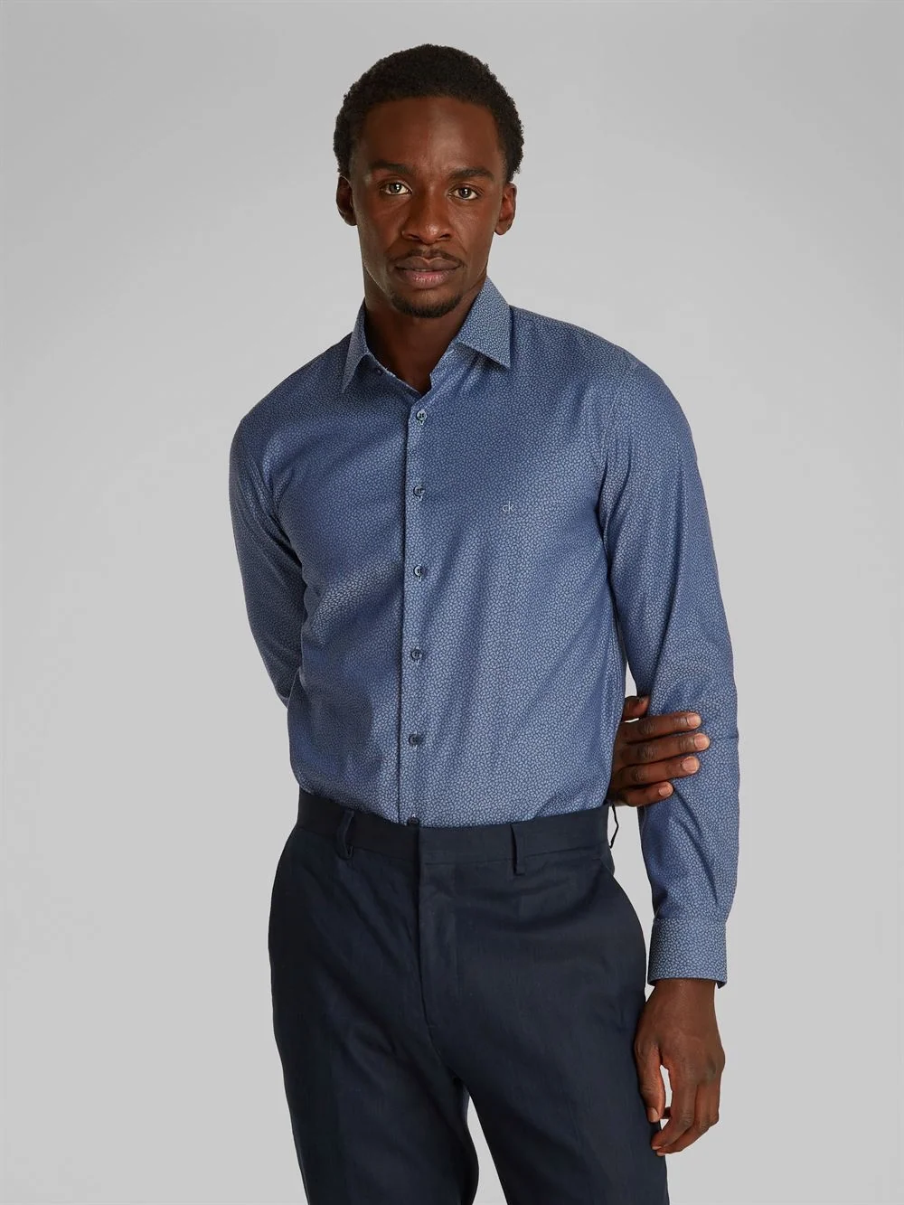 Calvin Klein Floral Jacquard Shirt - Blue - 44